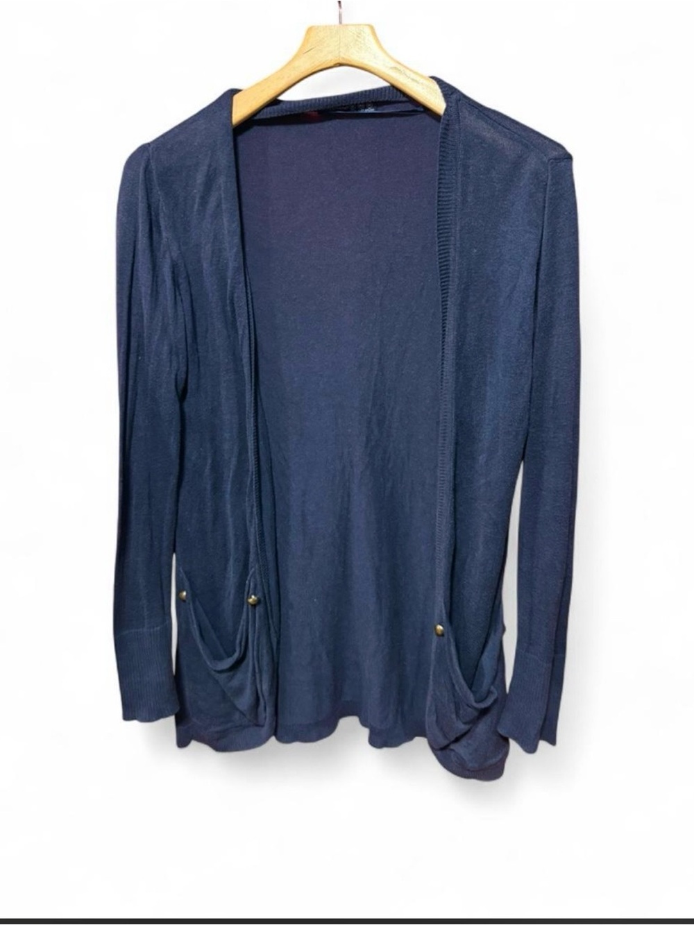 Atmosphere lightweight nautical style navy blue open-front cardigan